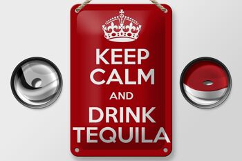 Signe en étain alcool 12x18cm, décoration Keep calm and Drink Tequila 2