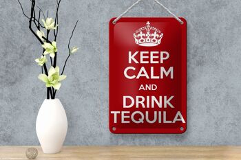 Signe en étain alcool 12x18cm, décoration Keep calm and Drink Tequila 4
