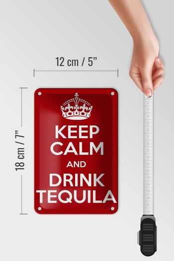 Signe en étain alcool 12x18cm, décoration Keep calm and Drink Tequila 5