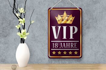 Plaque signalétique en tôle 12x18cm VIP 18 ans (violet/blanc) décoration 4
