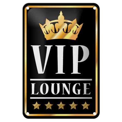 Cartel de chapa aviso 12x18cm VIP Lounge Bar (b/n/g) decoración