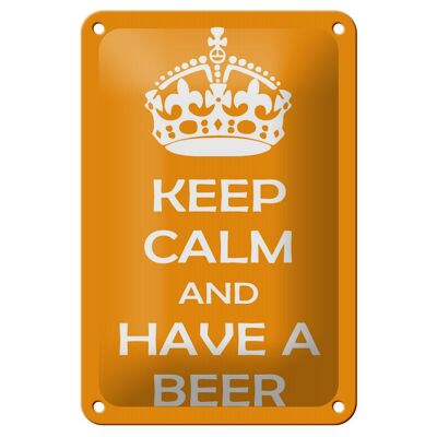 Targa in metallo con scritta "Keep Calm and have a beer decoration" 12x18 cm