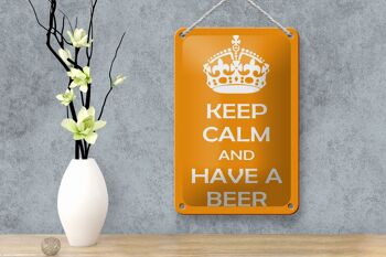 Plaque en étain disant 12x18cm Keep Calm and have a beer decoration 4
