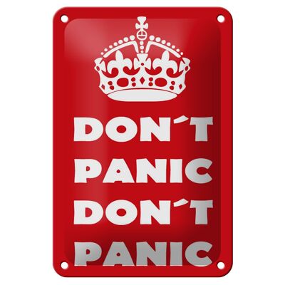 Targa in metallo con scritta "Don't Panic, non farti prendere dal panico", decorazione 12x18 cm