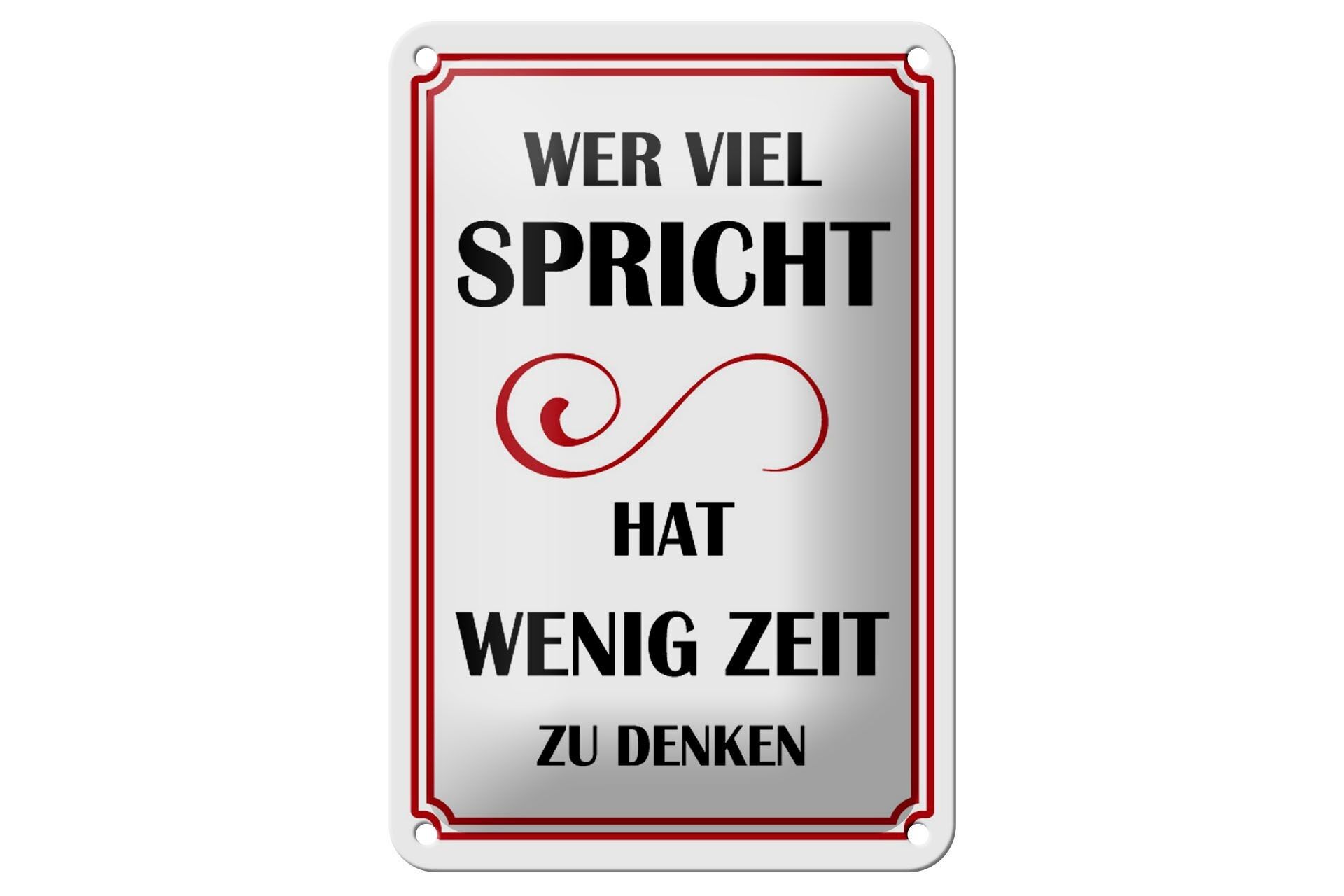 Targa in metallo con scritta 12x18 cm Chi parla molto ha poche decorazioni