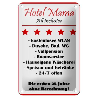 Cartel de chapa 12x18cm Hotel Mama decoración blanco-rojo