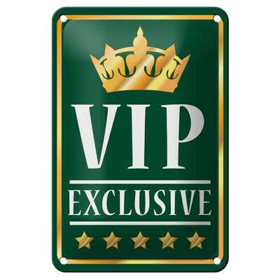 Metal sign saying 12x18cm VIP exclusive green decoration