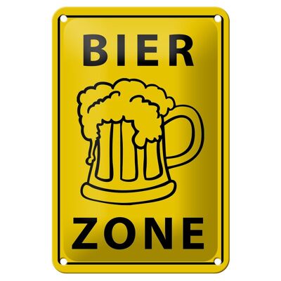 Metal sign notice 12x18cm beer zone yellow decoration