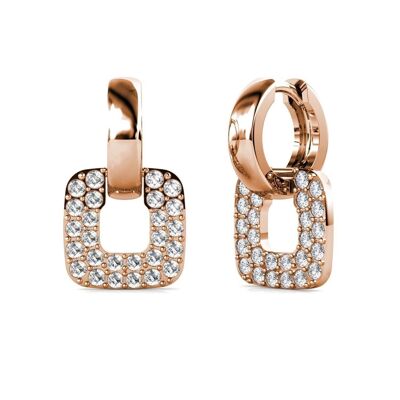 Boucles d'oreilles Classic Square - Or Rosé et Cristal I MYC-Paris.com