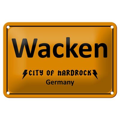 Targa in metallo con scritta 18x12 cm decorazione Wacken City of Hardrock Germany