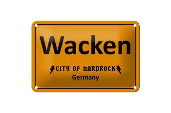 Panneau en étain disant 18x12cm, décoration Wacken City of Hardrock Allemagne 1