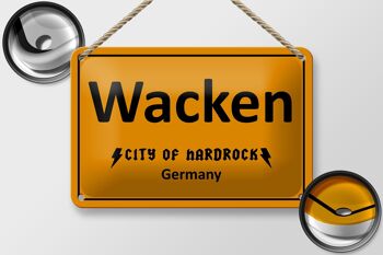 Panneau en étain disant 18x12cm, décoration Wacken City of Hardrock Allemagne 2