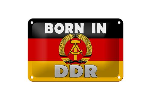 Blechschild Nostalgie 18x12cm Born in DDR (Fahne) Dekoration