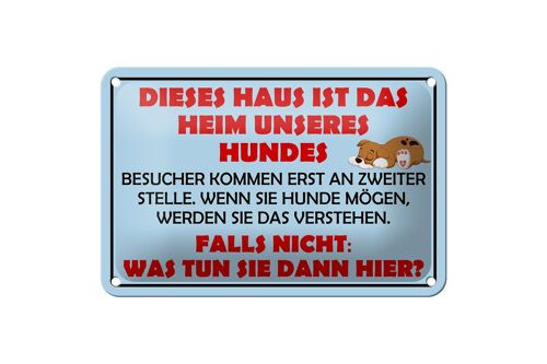 Blechschild Spruch 18x12cm Dieses Haus ist Heim unseres Hundes Schild