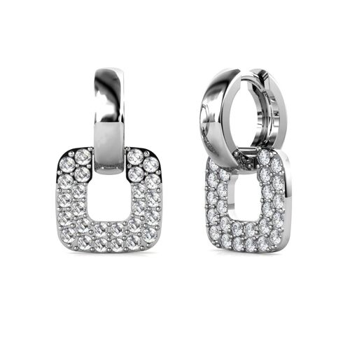 Boucles d'oreilles Classic Square - Argenté et Cristal I MYC-Paris.com