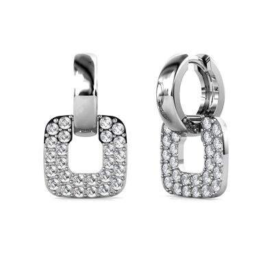 Classic Square Earrings - Silver and Crystal I MYC-Paris.com