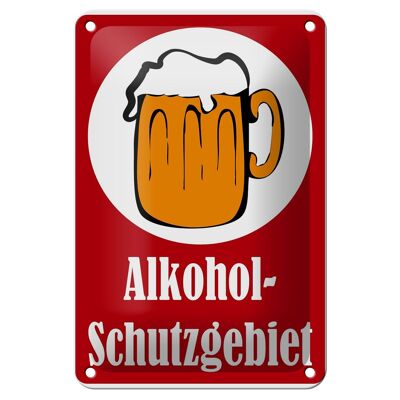 Blechschild Hinweis 12x18cm Alkohol Schutzgebiet (rot) Dekoration