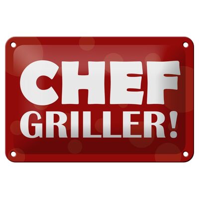 Targa in metallo con scritta Chef Griller 18x12 cm decorazione rossa