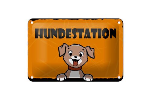 Blechschild Hinweis 18x12cm Hundestation (orange) Dekoration