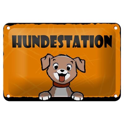 Blechschild Hinweis 18x12cm Hundestation (orange) Dekoration