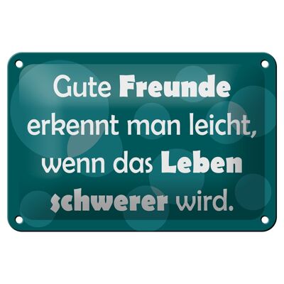 Blechschild Spruch 18x12cm Gute Freunde grünes Dekoration