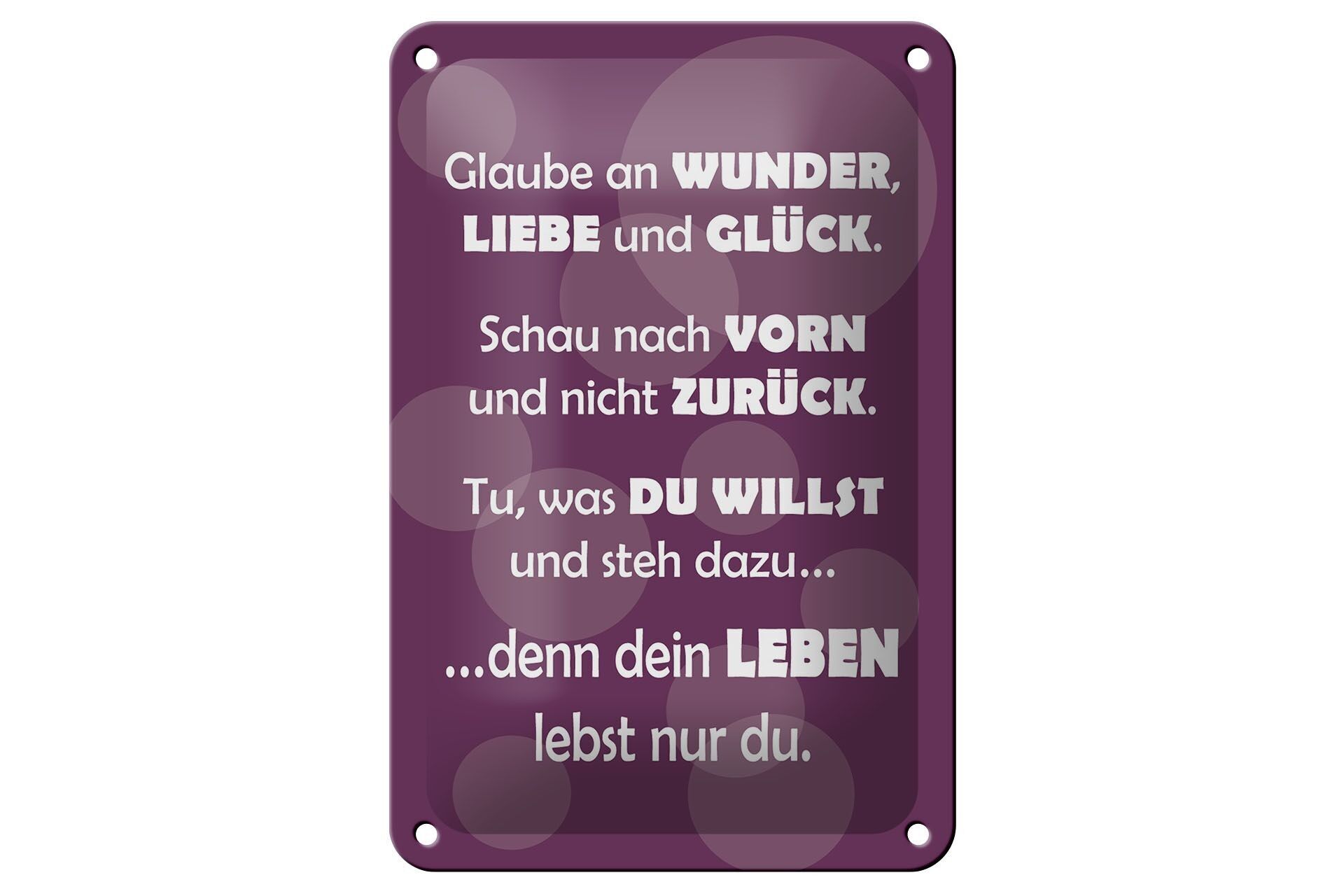 Tin sign saying 12x18cm Your life is only lived by you decoration