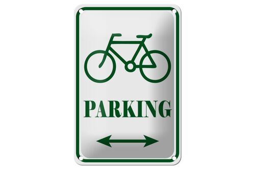 Blechschild Hinweis 12x18cm Fahrrad Parking weiß- grünes Dekoration