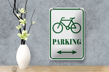 Panneau en tôle signalétique 12x18cm parking vélo décoration blanc-vert 4