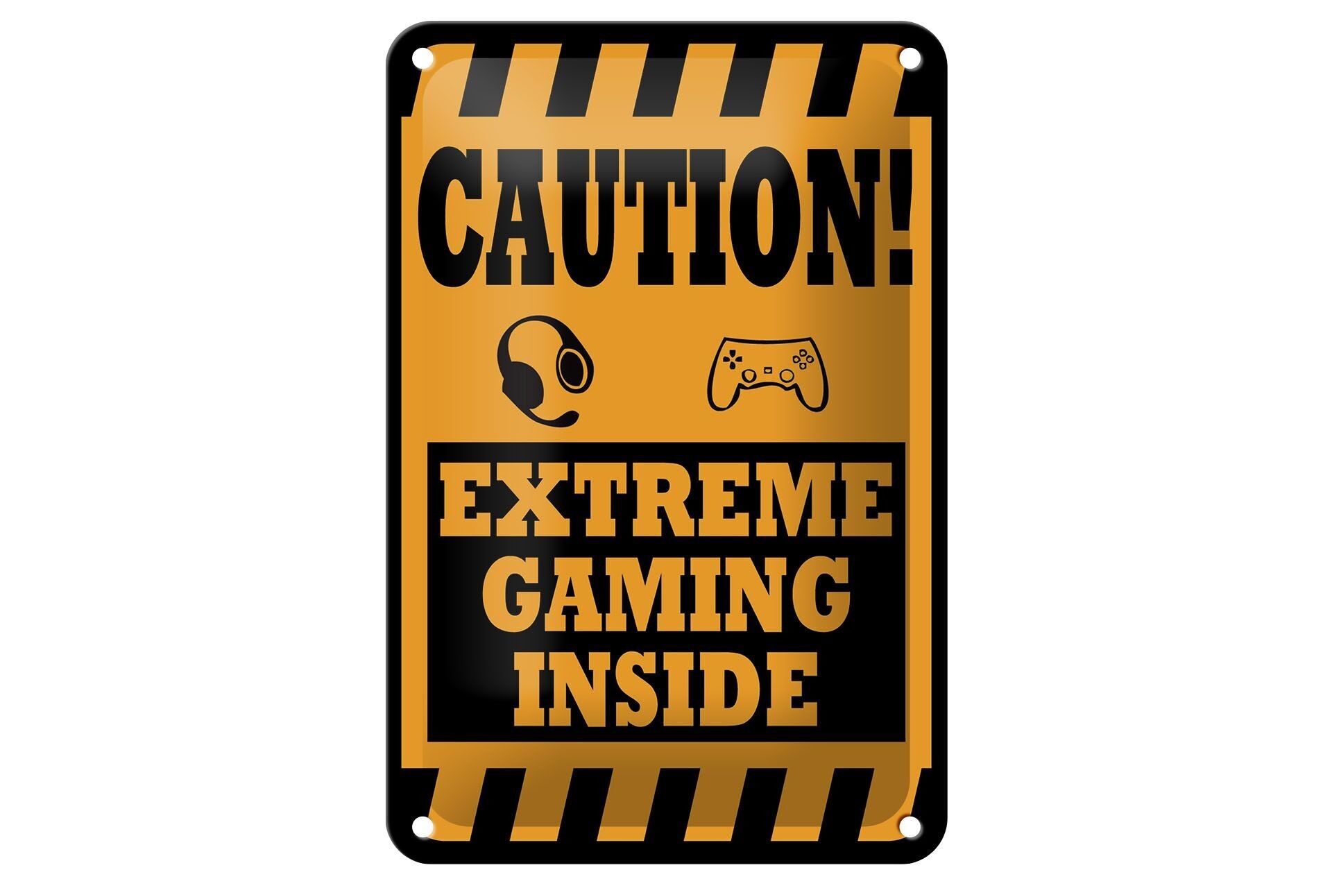 Targa in metallo nota 12x18 cm Coution extreme gaming decorazione interna