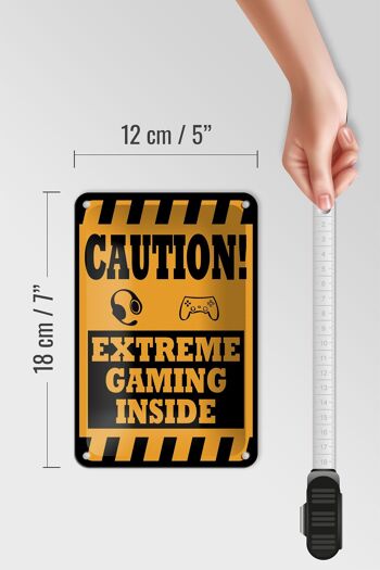 Plaque en tôle note 12x18cm Coution extreme gaming décoration intérieure 5