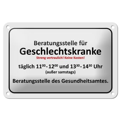 Blechschild Hinweis 18x12cm Beratungsstelle Geschlechtskranke Schild