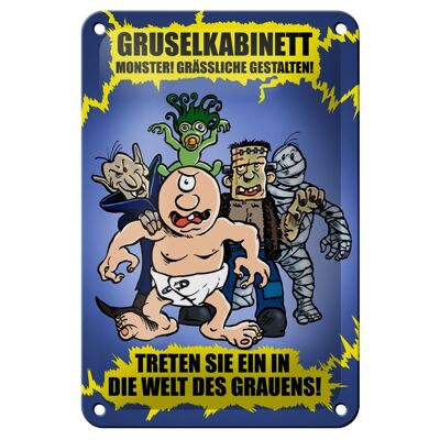 Blechschild Spruch 12x18cm Gruselkabinett Treten Sie ein Dekoration