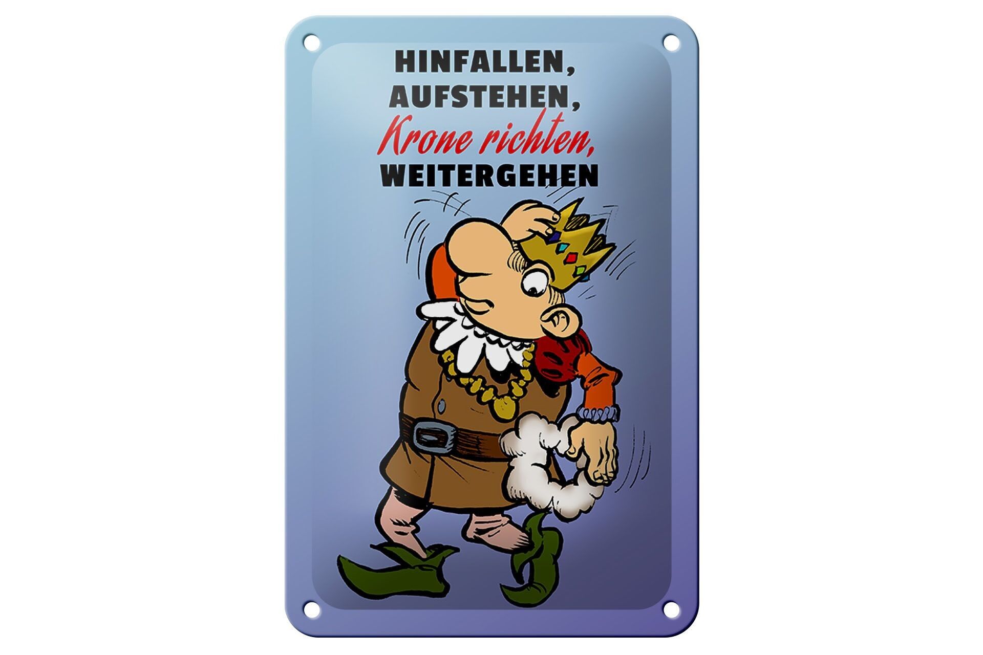 Targa in metallo con scritta "Caduta, Alzati, Corona, Raddrizza", 12 x 18 cm