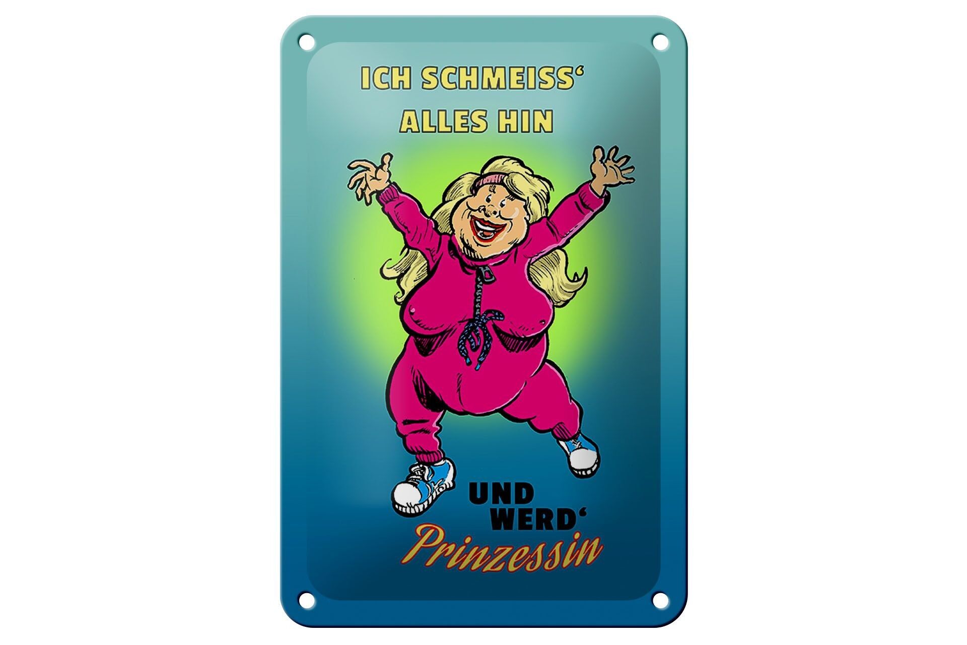 Targa in latta con scritta 12x18 cm Butta via tutto, targa Princess