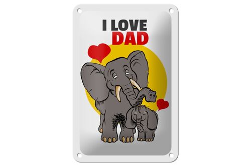 Blechschild Spruch 12x18cm I love Dad (Elefanten) Dekoration