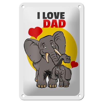 Blechschild Spruch 12x18cm I love Dad (Elefanten) Dekoration