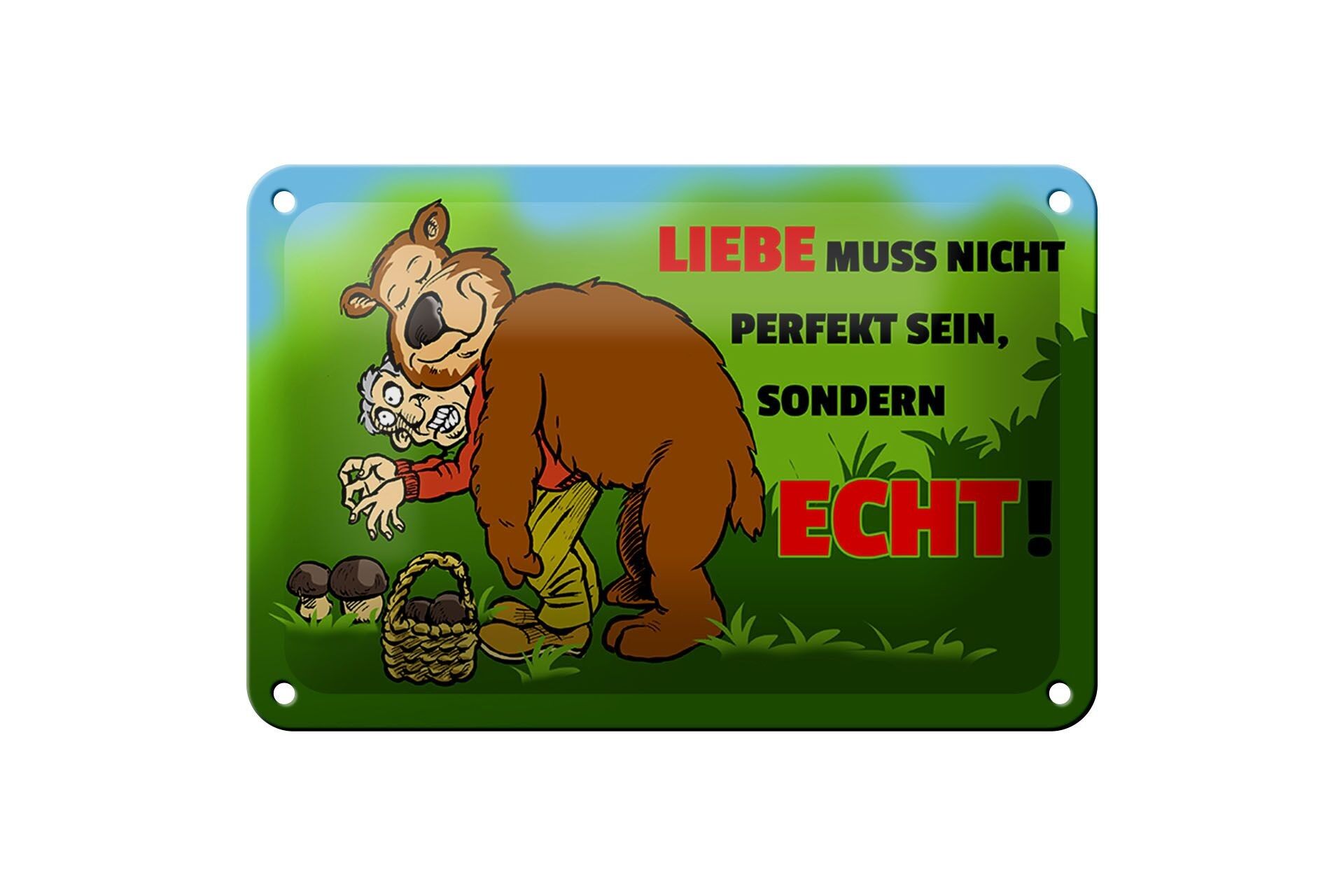 Targa in metallo con scritta 18x12 cm L'amore non è perfetto ma è un vero segno