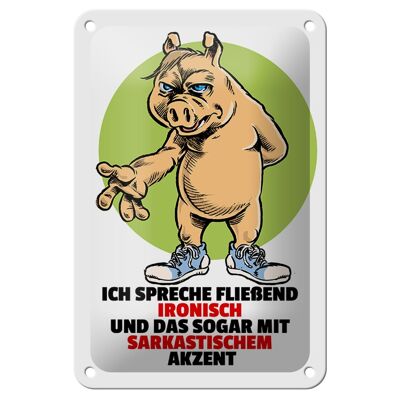 Blechschild Spruch 12x18cm Spreche fließend ironisch Dekoration