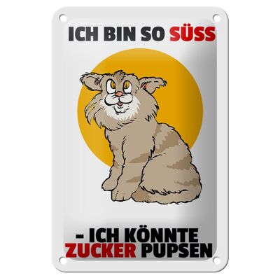 Blechschild Spruch 12x18cm Bin süß könnte Zucker pupsen (Katze) Schild