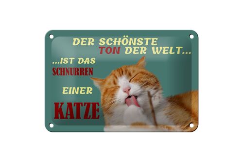 Blechschild Spruch 18x12cm Schönste Ton ist Katzenschnurren Dekoration