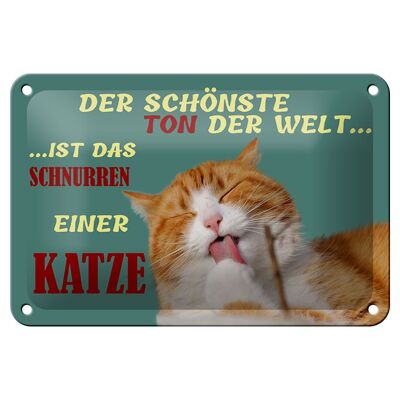 Blechschild Spruch 18x12cm Schönste Ton ist Katzenschnurren Dekoration