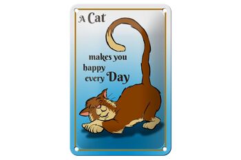 Plaque en métal avec inscription « Un chat vous rend heureux au quotidien », 12 x 18 cm. 1