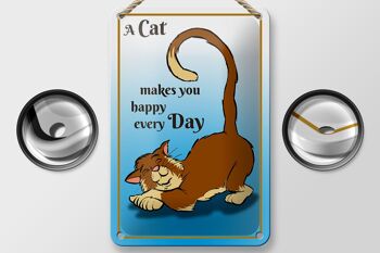 Plaque en métal avec inscription « Un chat vous rend heureux au quotidien », 12 x 18 cm. 2