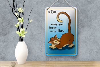 Plaque en métal avec inscription « Un chat vous rend heureux au quotidien », 12 x 18 cm. 4