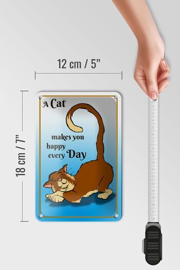 Plaque en métal avec inscription « Un chat vous rend heureux au quotidien », 12 x 18 cm. 5