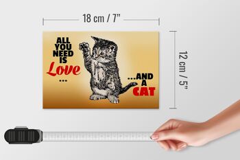 Plaque en étain disant 18x12cm Tout ce dont vous avez besoin c'est d'amour et d'une décoration de chat 5