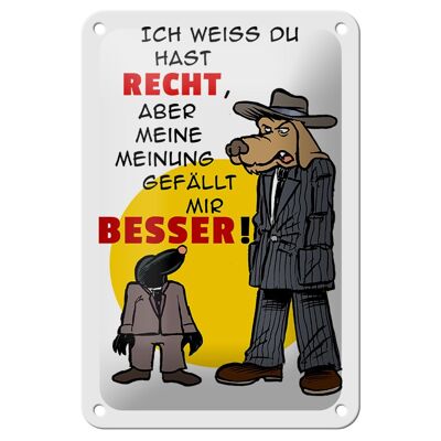 Blechschild Spruch 12x18cm meine Meinung gefällt mir besser Dekoration