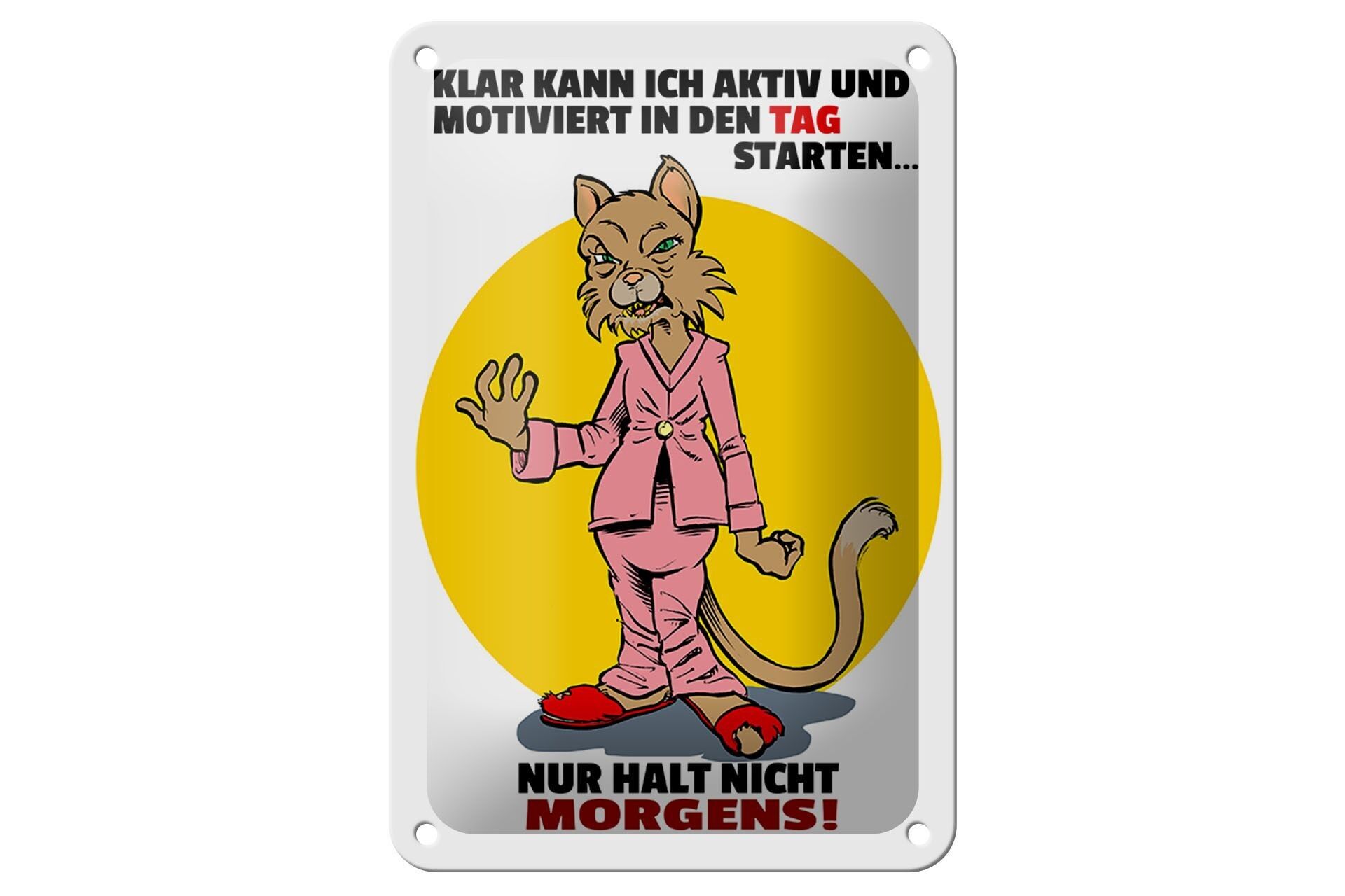 Targa in metallo con scritta 12x18 cm attivo all'inizio della giornata. semplicemente non nel segno del mattino