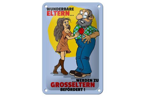 Blechschild Spruch 12x18cm Eltern werden zu Großeltern befördert Schild