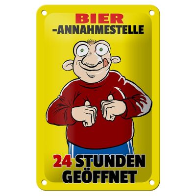 Blechschild Alkohol 12x18cm Bierannahmestelle 24h geöffnet Bier Schild